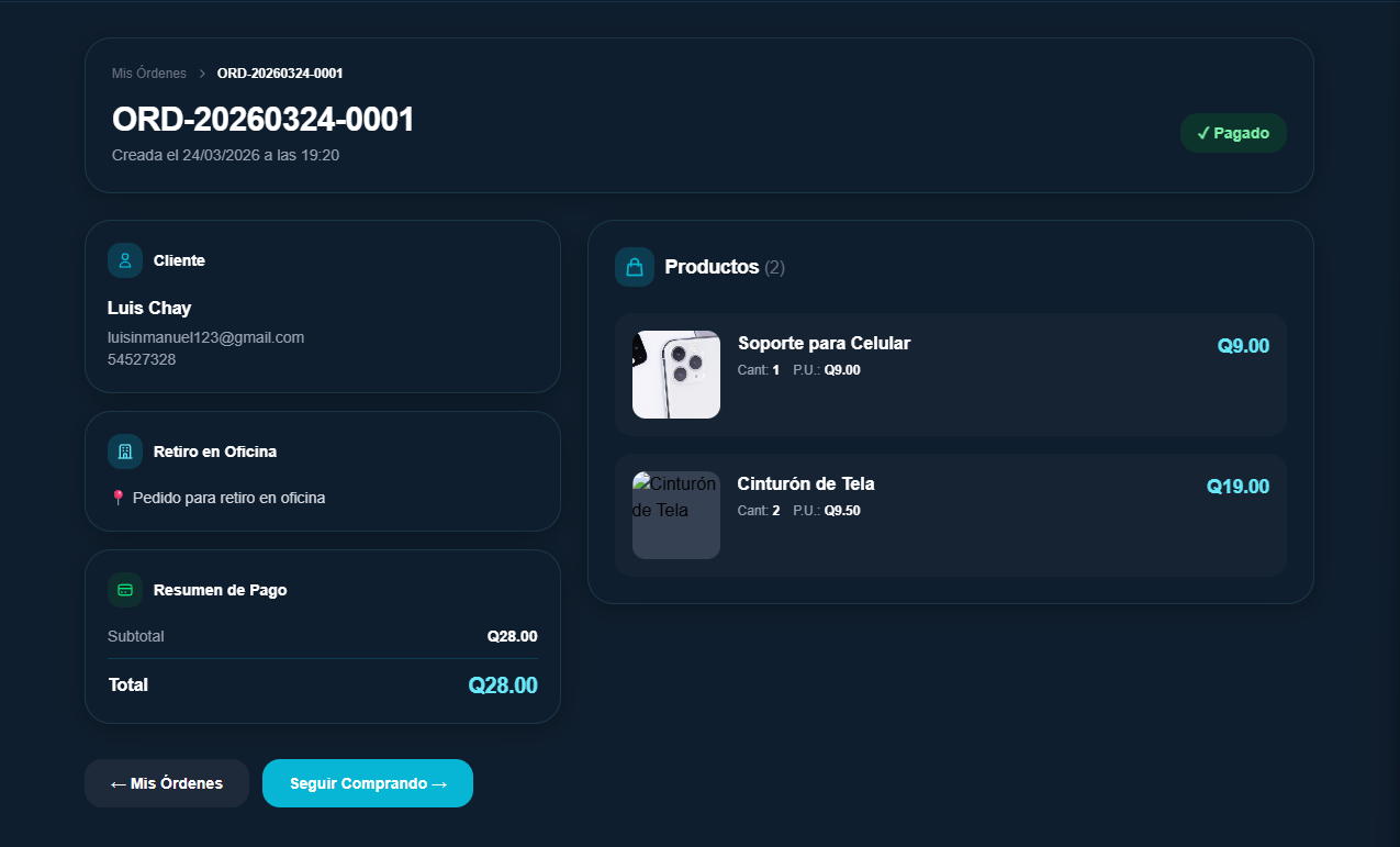 Seguimiento de orden del cliente